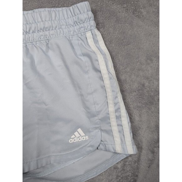 Adidas Pacer 3 Stripes Shorts Womens Medium Blue Athletic Training Performance - Picture 4 of 12